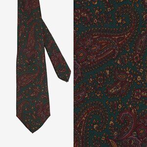 Allea Milano 100% Silk Necktie Paisley Green Made In Italy